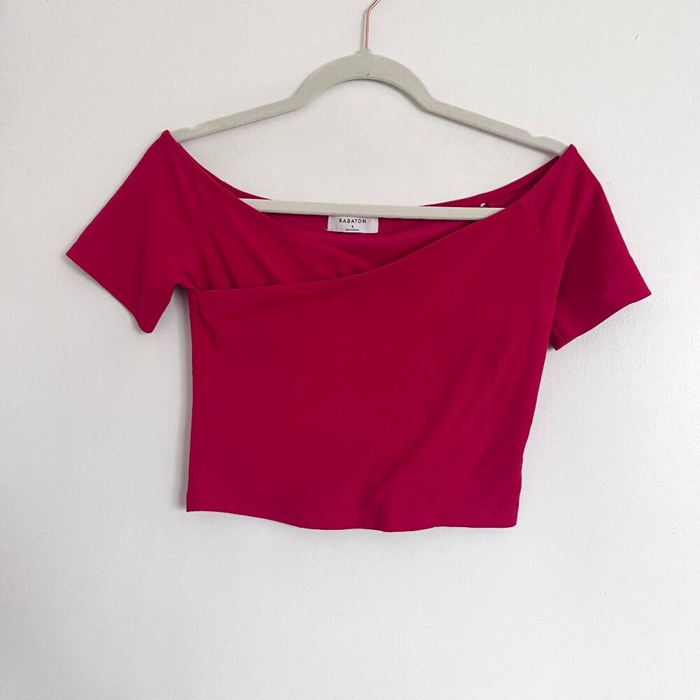 Aritzia red off the shoulder shirt